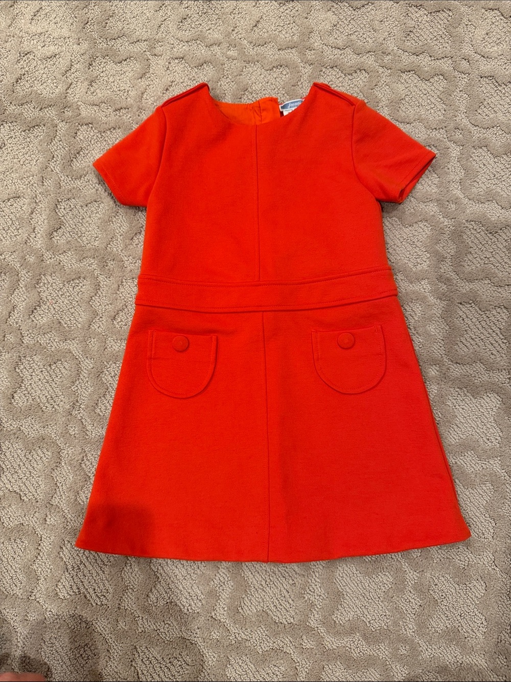 Jacadi Bright Orange-Red Short-Sleeve A-Line Dress